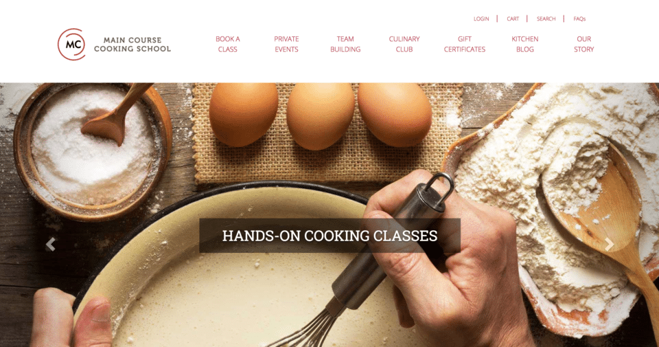 Main Course Cooking School Magento Website