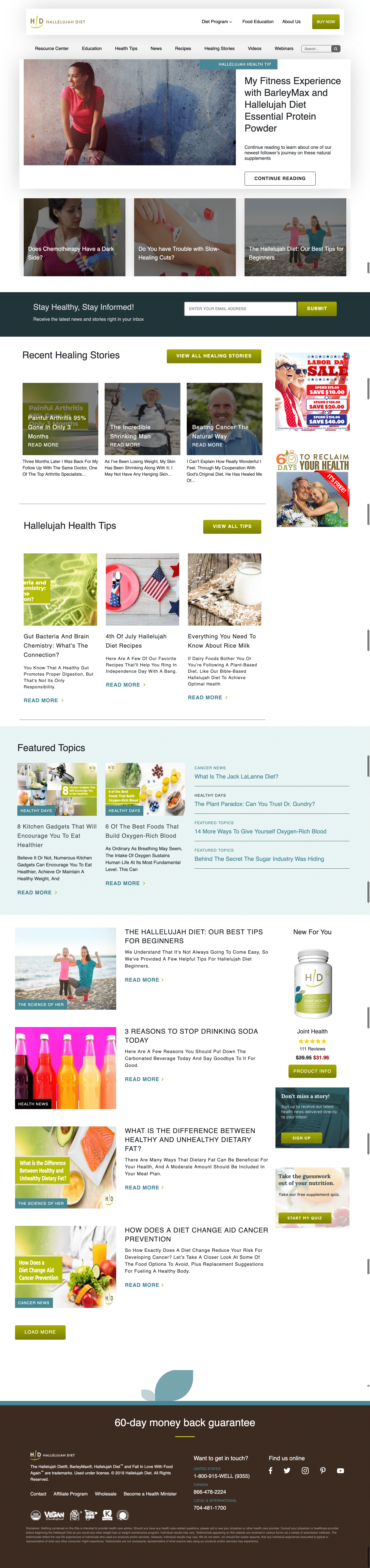 Hallelujah Diet resources webpage